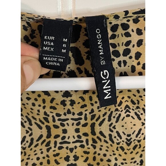 Mango Womens Leopard Print V-Neck Dress With 3/4 Sleeves Size M - Picture 6 of 9